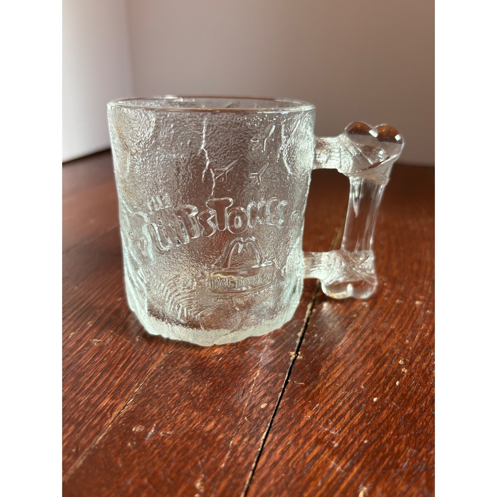 Vintage 1993 McDonalds The Flintstones RocDonalds Pre-Dawn Glass Bone Handle Mug